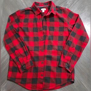 Cat & Jack Red and Black Plaid Button Down Flannel Shirt Size 12-14 Large
